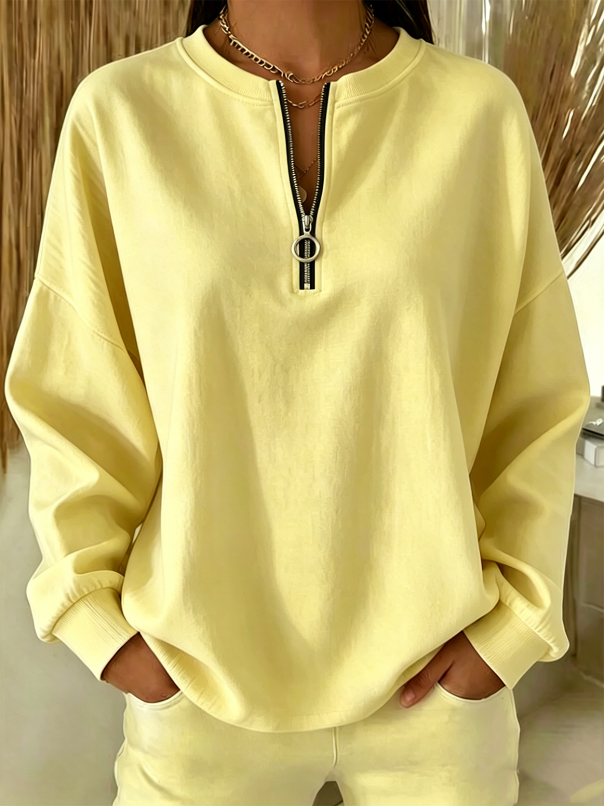 Plain Vintage Crew Neck Sweatshirt