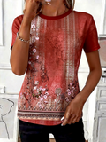 Regular Fit Crew Neck Geometric Casual T-Shirt