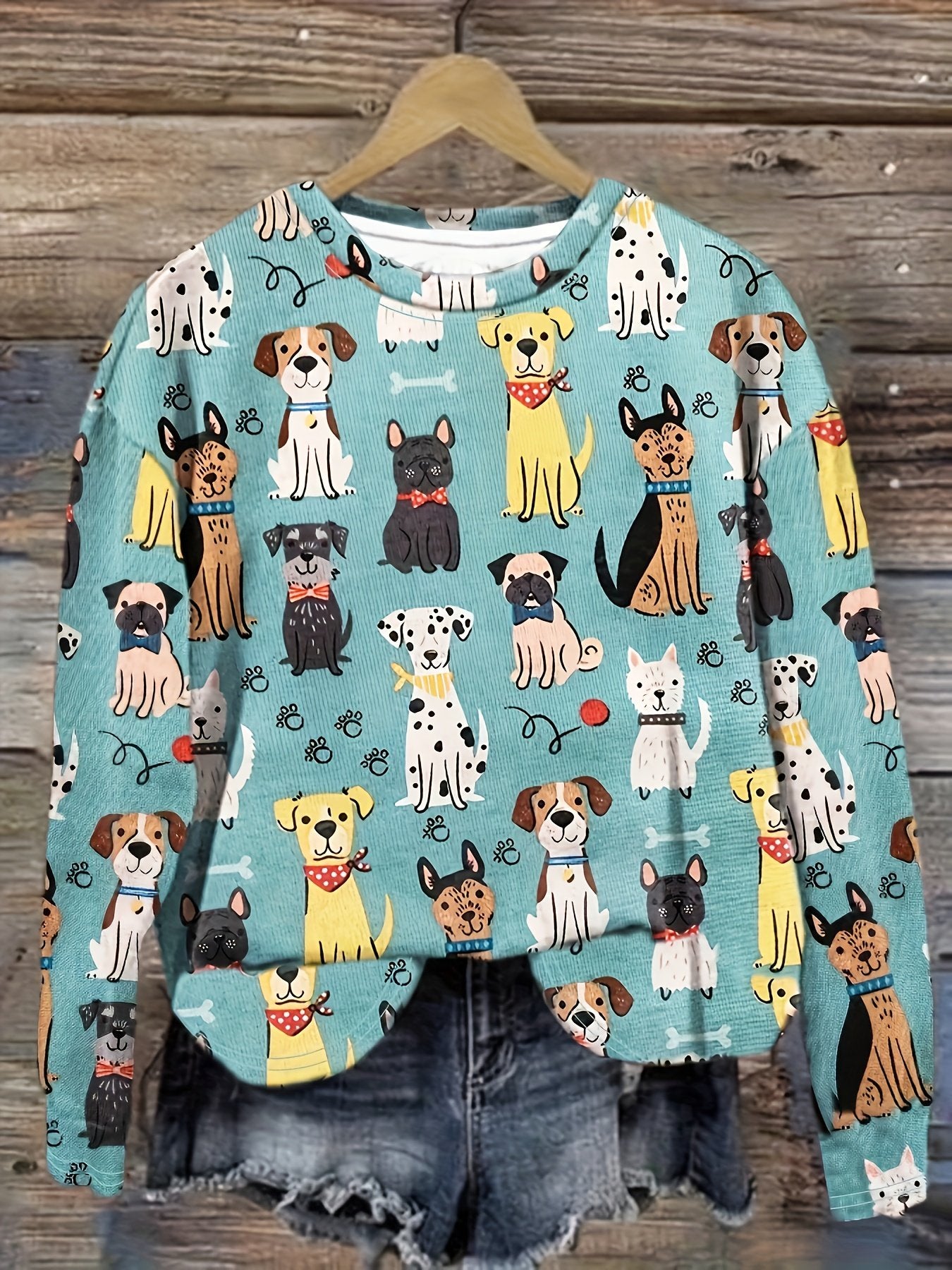 Regular Women's Animal Print Loose Long Sleeve T-Shirt