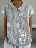 Linen Blend Vintage Lace Shawl Collar Shirt