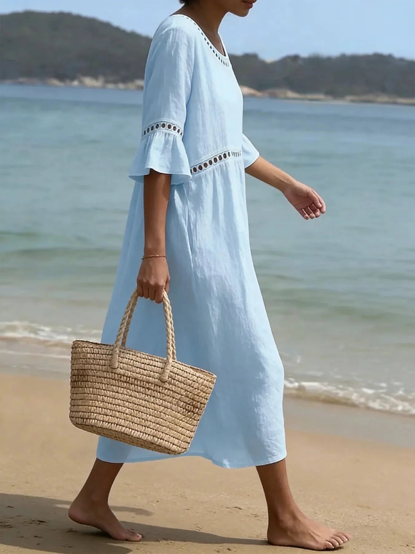 Elegant Loose Plain Dress With No