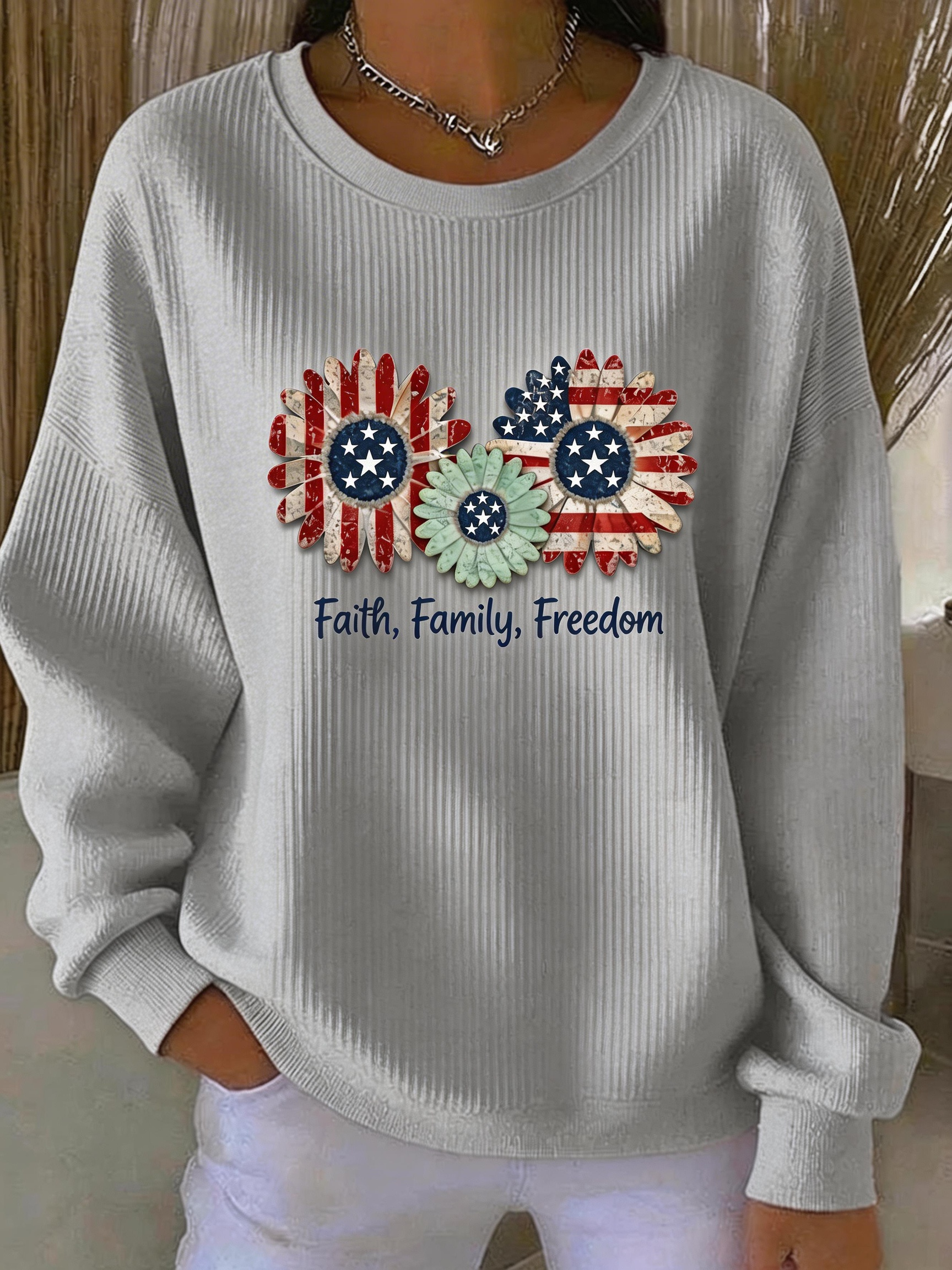Vintage Crew Neck Floral Sweatshirt