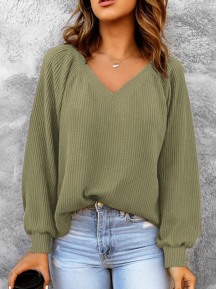 Split Joint Simple Ribbed Sweatshirt