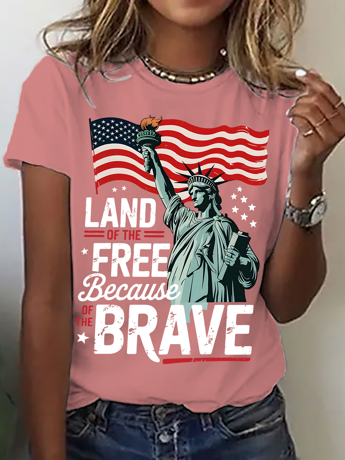 4th Of July Png Land Of The Free Because Of The Brave Cotton T-Shirt