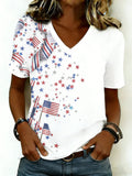 Women's 250th Anniversary Of The Founding Of the United States Short Sleeve V Neck 3D Printing Star Independence Day Daily Going Out Casual T-Shirt