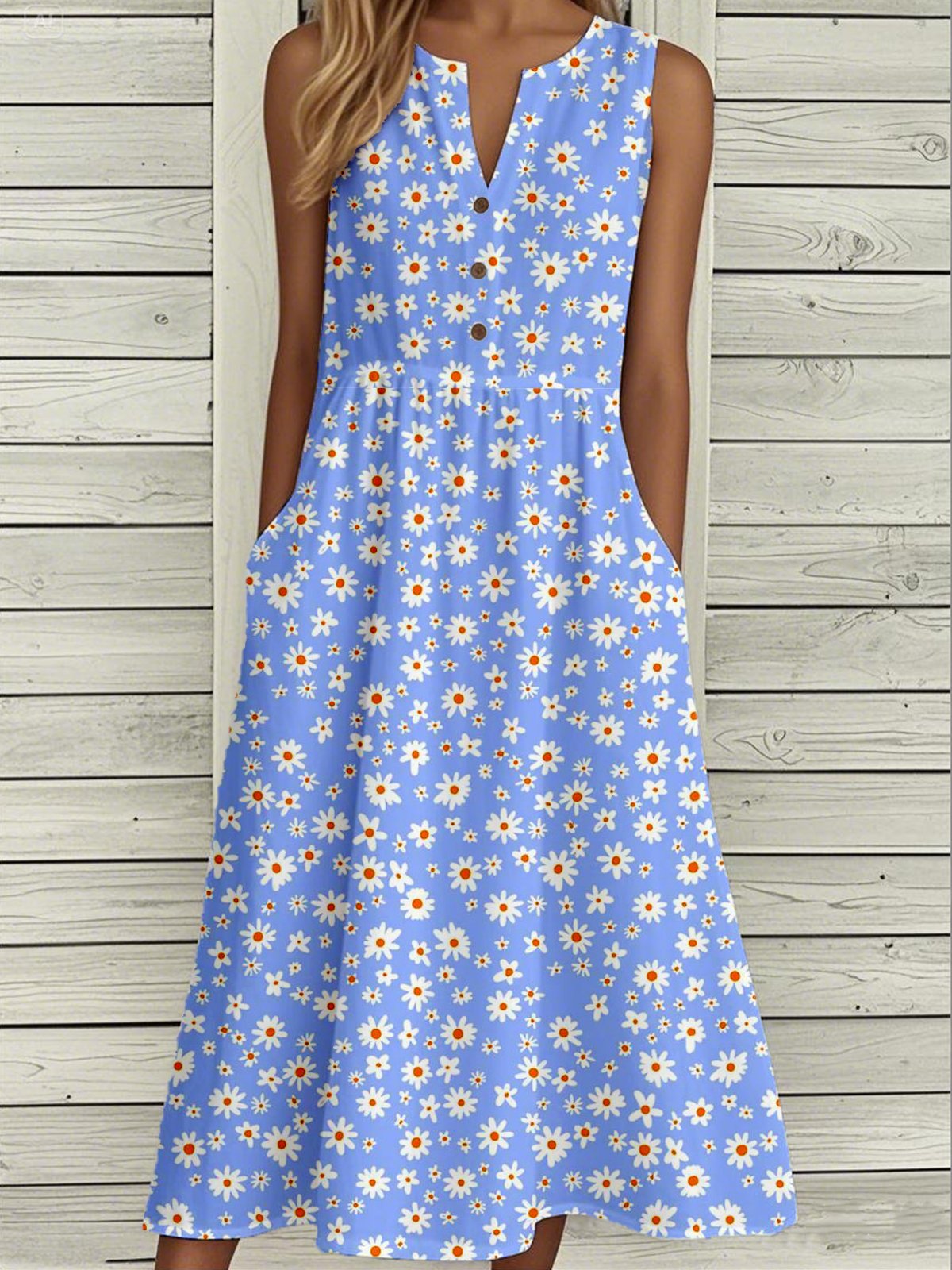 Casual Floral Loose Dress With No
