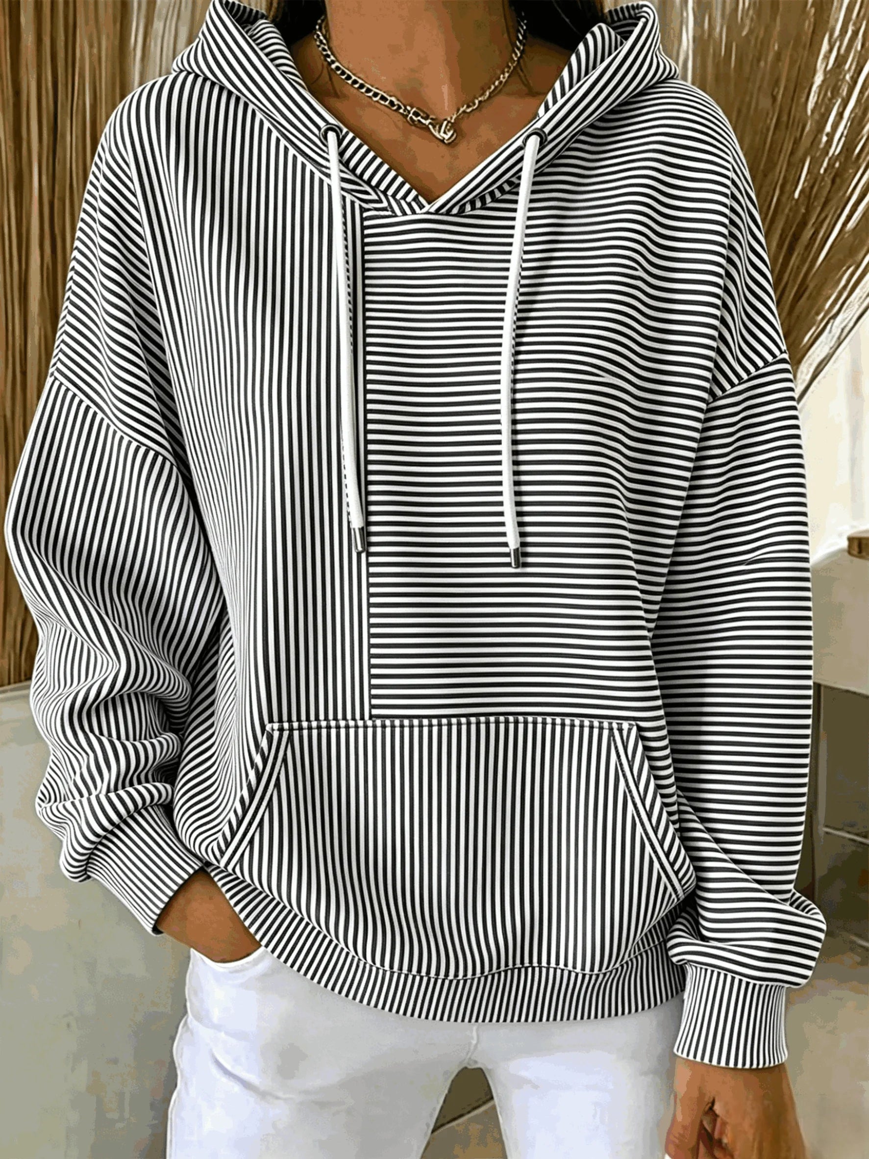 Striped Hoodie Loose Casual Hoodie