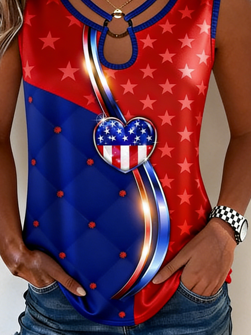 Loose Vintage Independence Day Others Tank Top