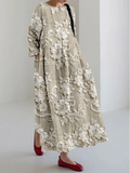 Women Summer 3D Printing Polyester Micro-Elasticity Loose Maxi Regular Shirt Dress Dresses