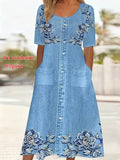 Women's Short Sleeve Summer Pink Floral Printing Crew Neck Daily Going Out Casual Maxi H-Line Shift Dress Dress