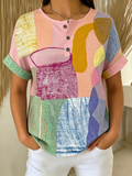 Loose Casual Geometric Others T-Shirt