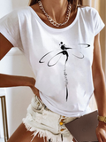 Basic Casual Loose Dragonfly Logo Crew Neck Jersey Short Sleeves T-Shirt