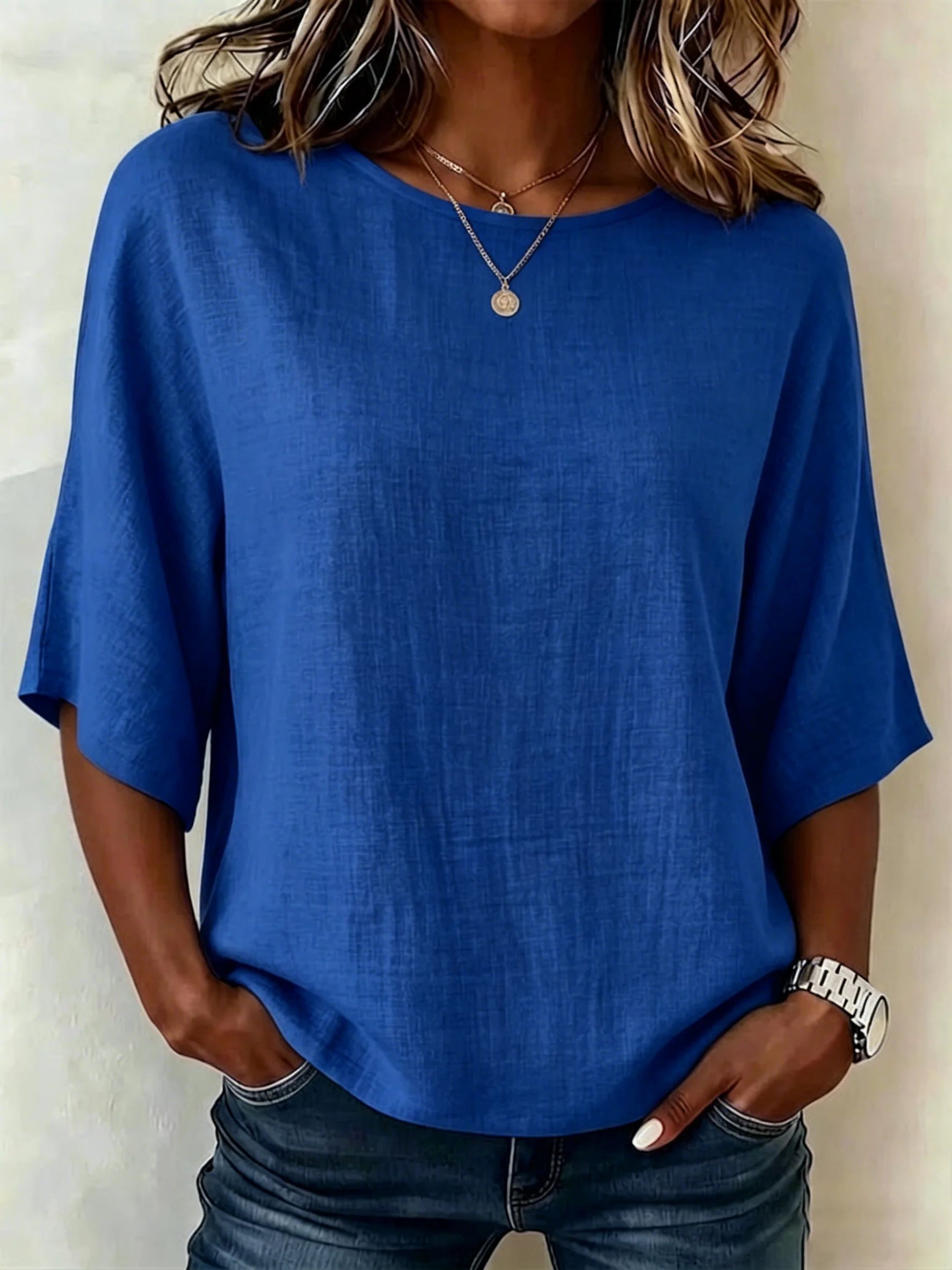 Women's Half Sleeve Blouse Summer White Plain Printing Crew Neck Daily Going Out Vintage Top