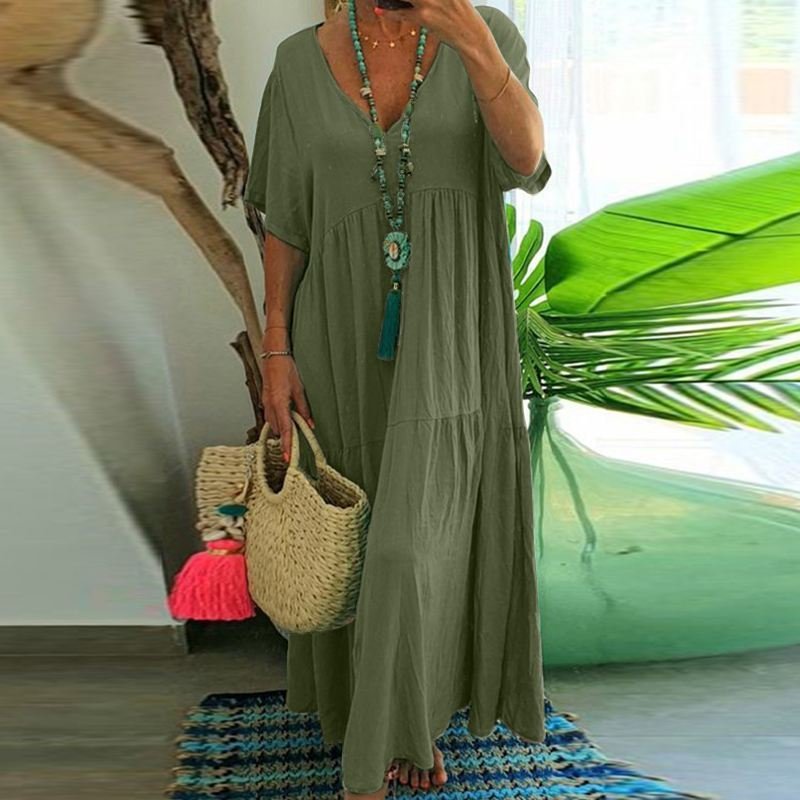 Casual Cotton-Blend Dress With No