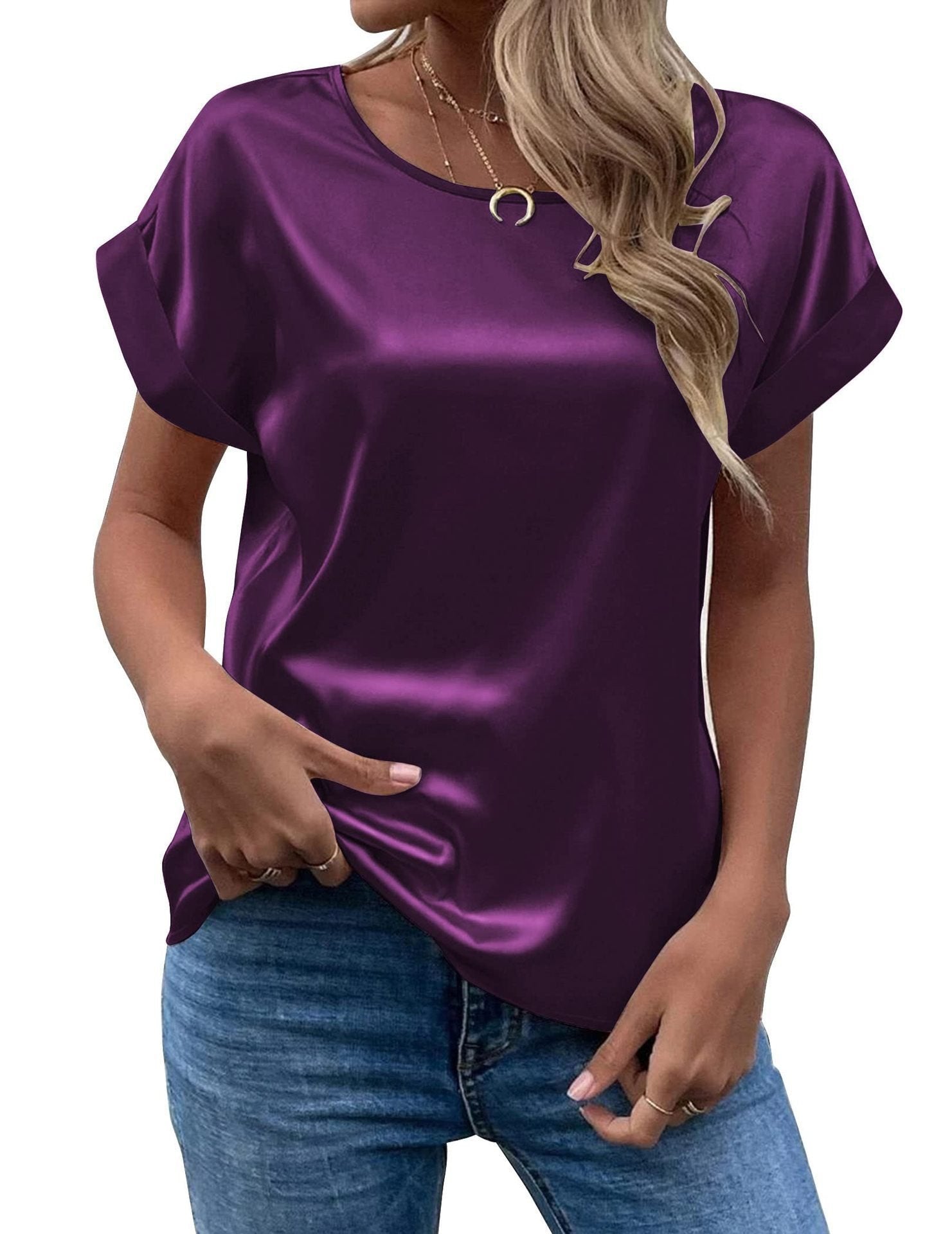 Casual Loose Plain Crew Neck T-Shirt