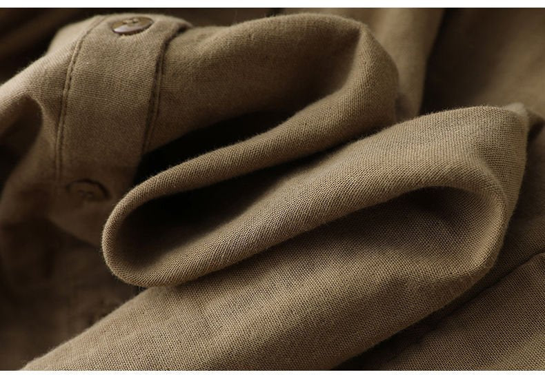 Shawl Collar Loose Plain Vintage Shirt