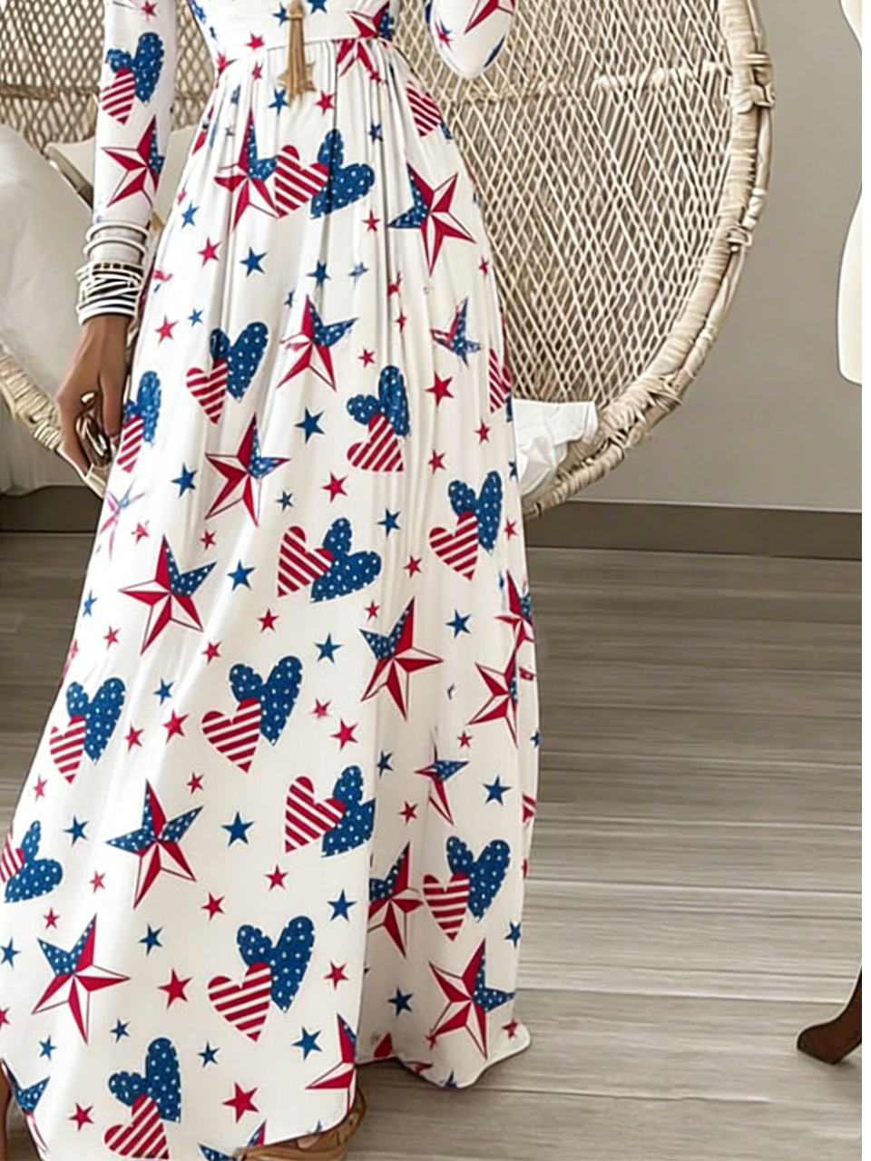 V Neck Heart/Cordate Regular Fit Casual Dress With No