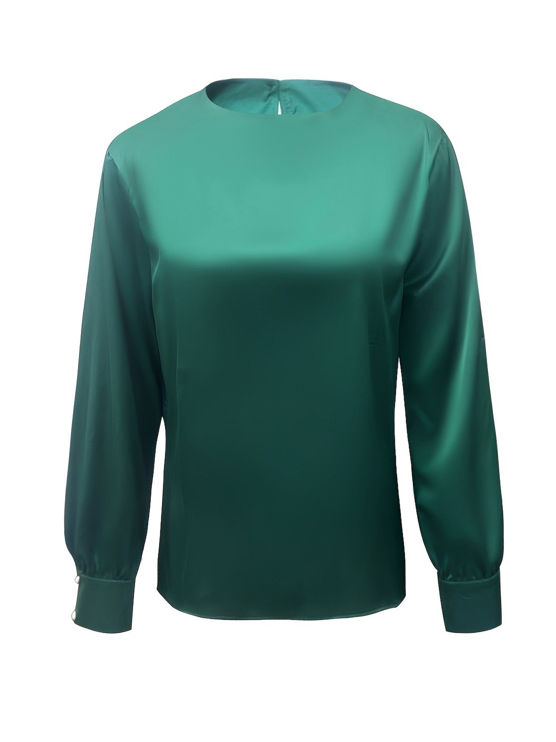 Vintage Stain Plain Crew Neck Long Sleeve Elegant Going Out Casual Top