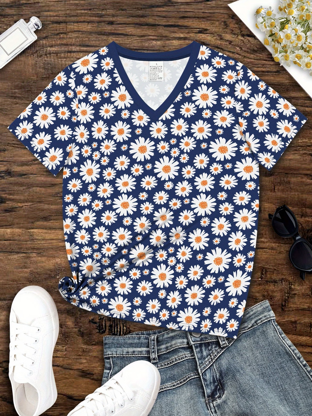 Elegant Cotton Floral Regular Fit T-Shirt