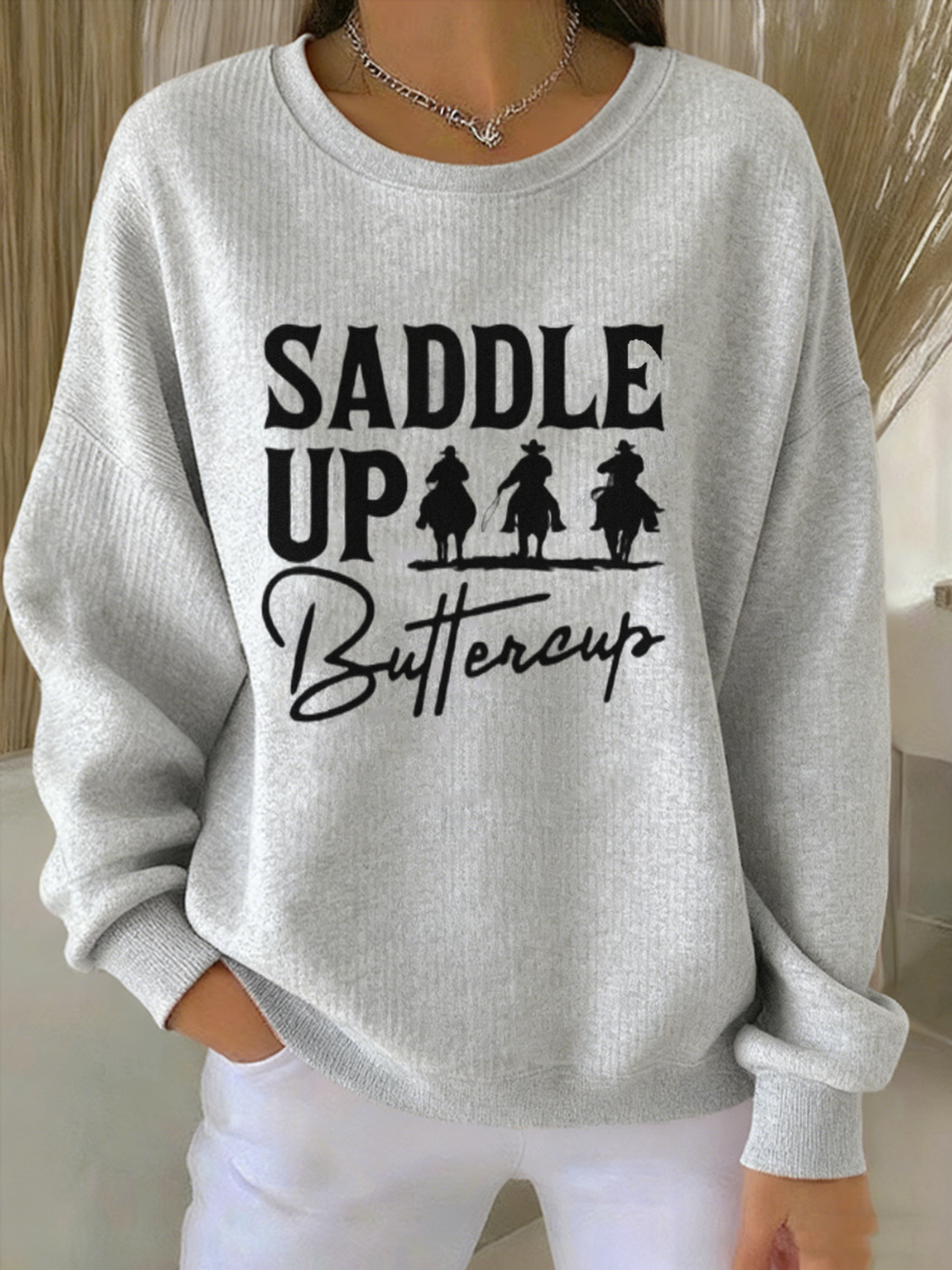 Loose Simple Letter Pattern Crew Neck Sweatshirt