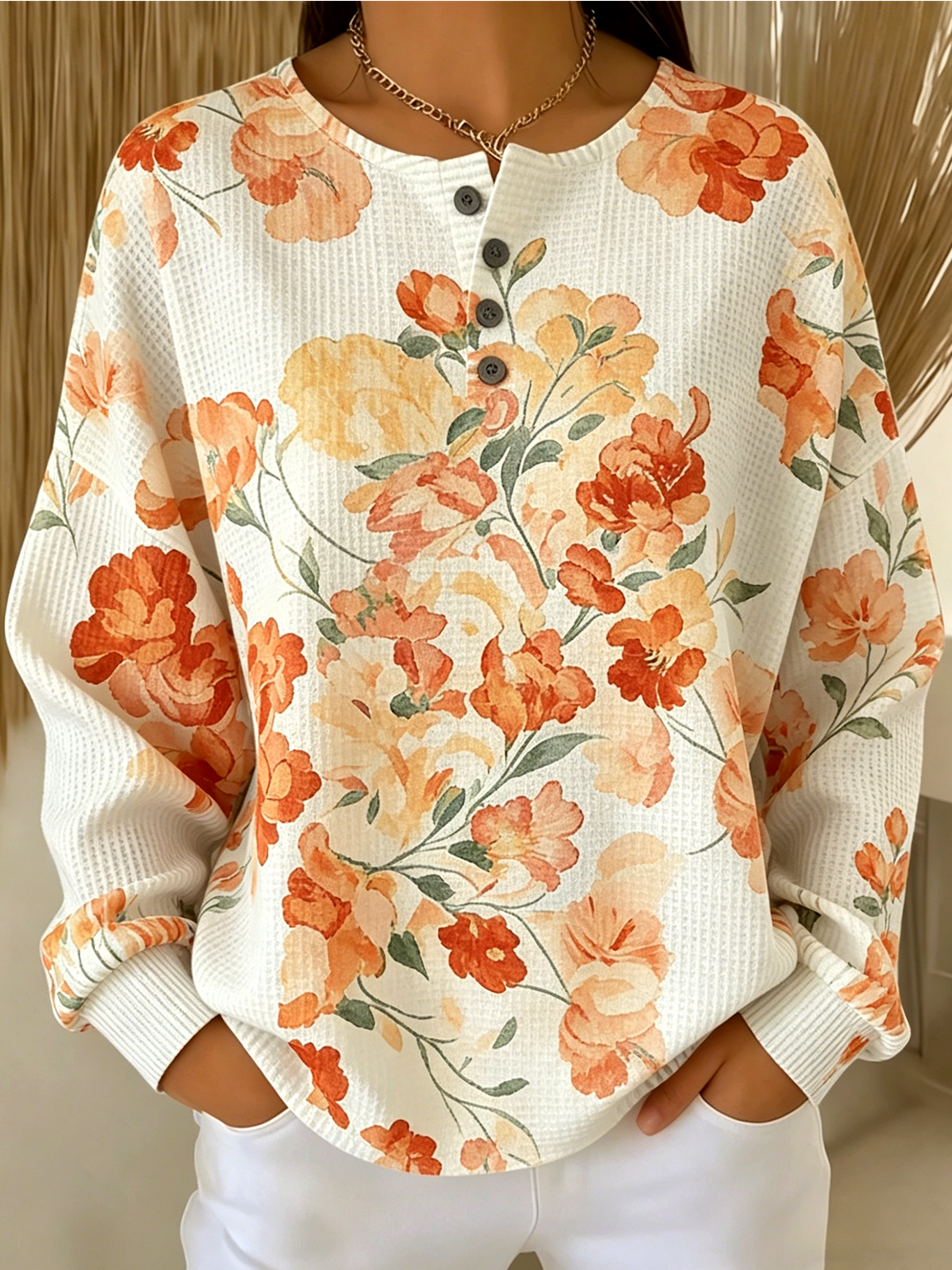 Floral Casual Loose Others Sweatshirt