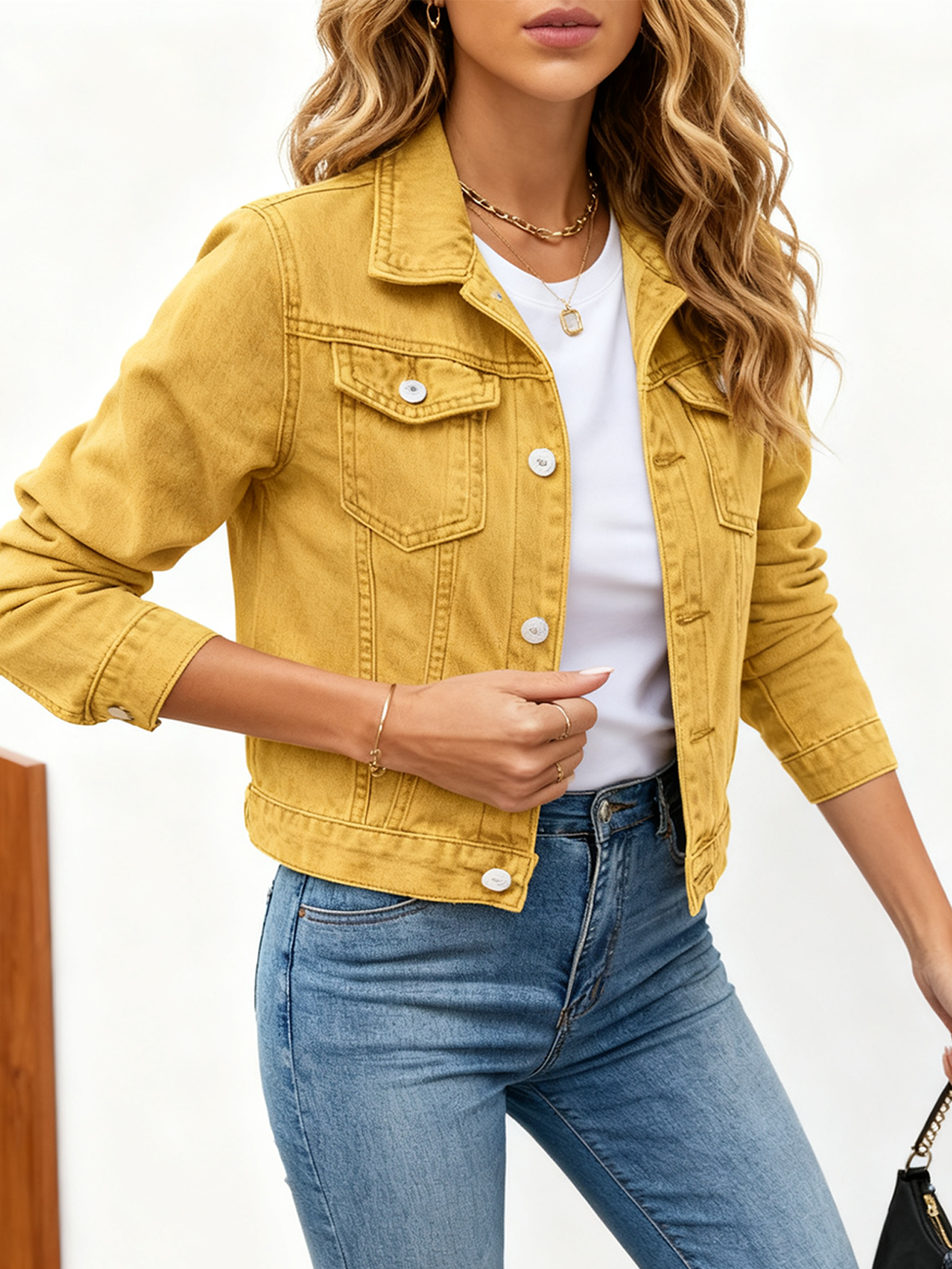 Denim Shawl Collar Loose Street Jacket