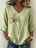 Women's Casual V-Neck Printed Top