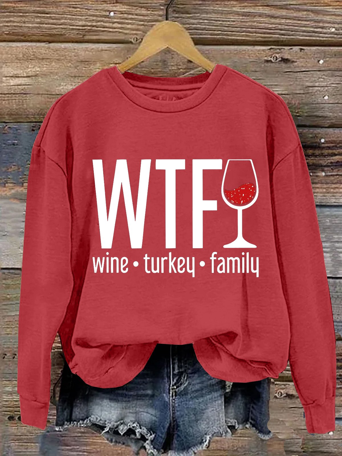 WTF Wine Turkey Family Thanksgiving Day Sweatshirt