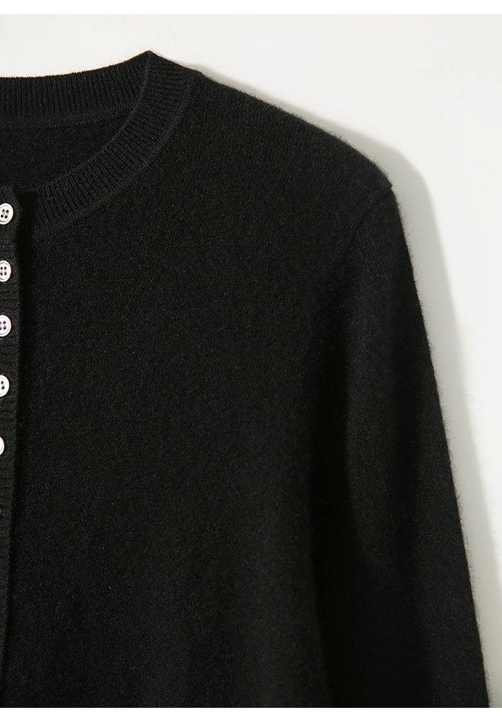 Crew Neck Simple Plain Regular Fit Cardigan