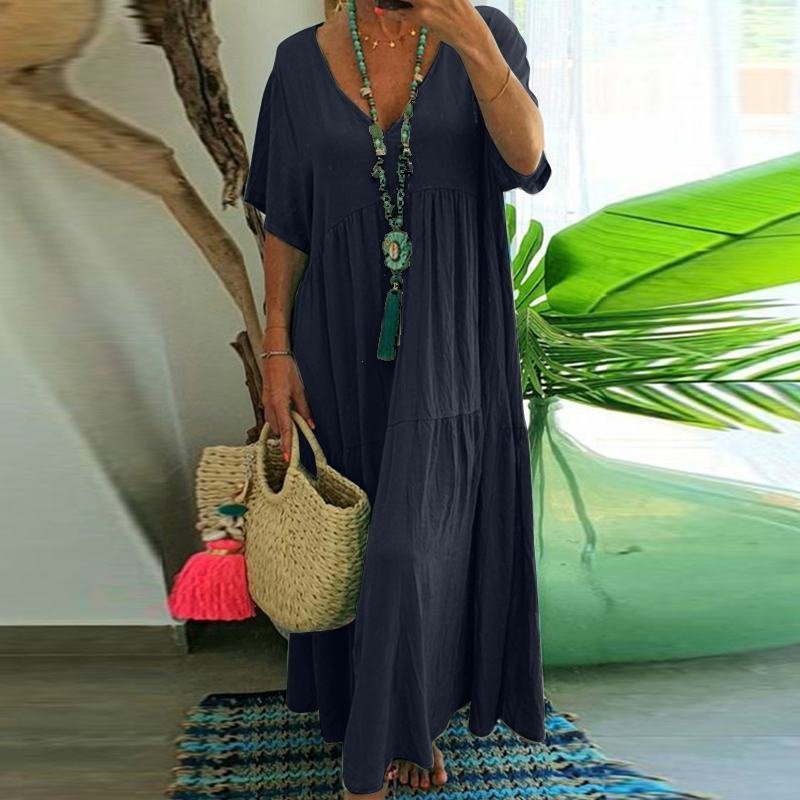 Casual Cotton-Blend Dress With No