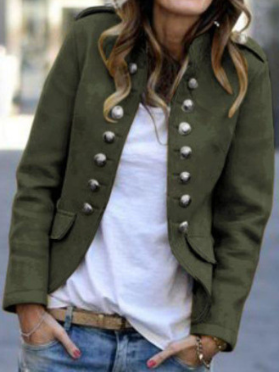 Shawl Collar Split Joint Simple Plain Jacket