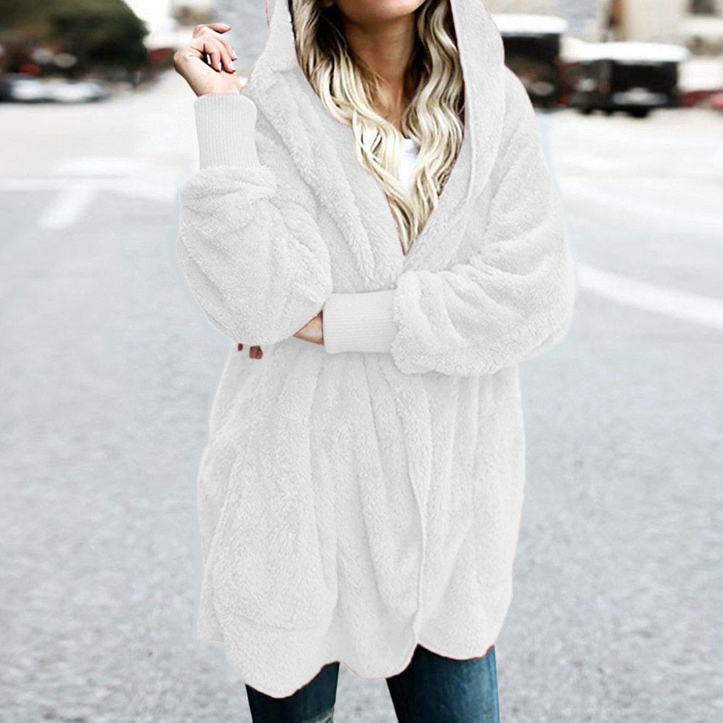 Plain Hoodie Casual Loose Leather & Faux Leather