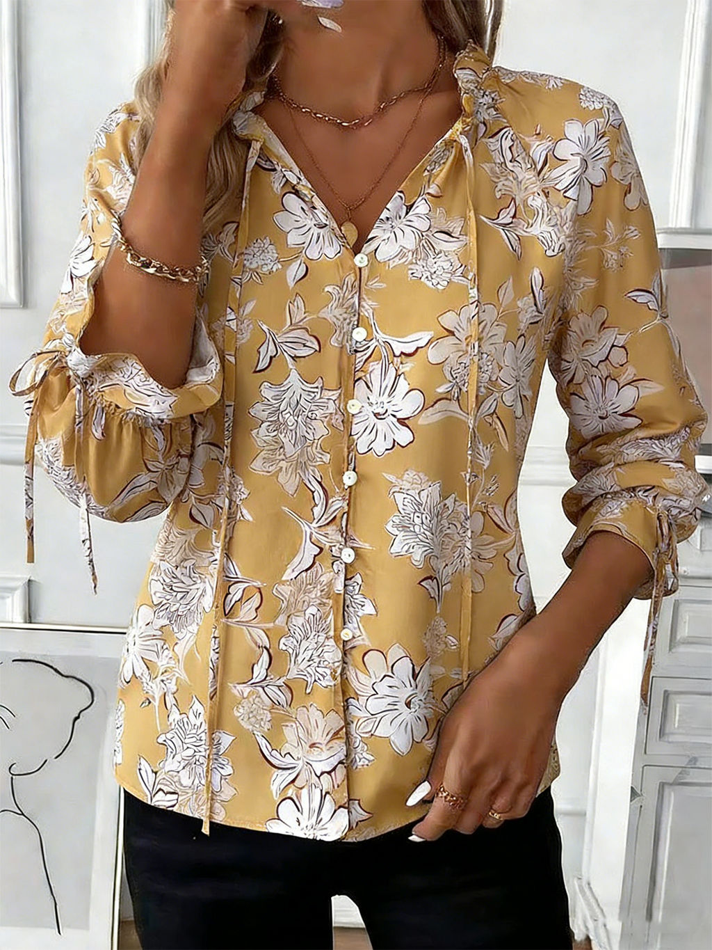 Loose Elegant Floral Shirt