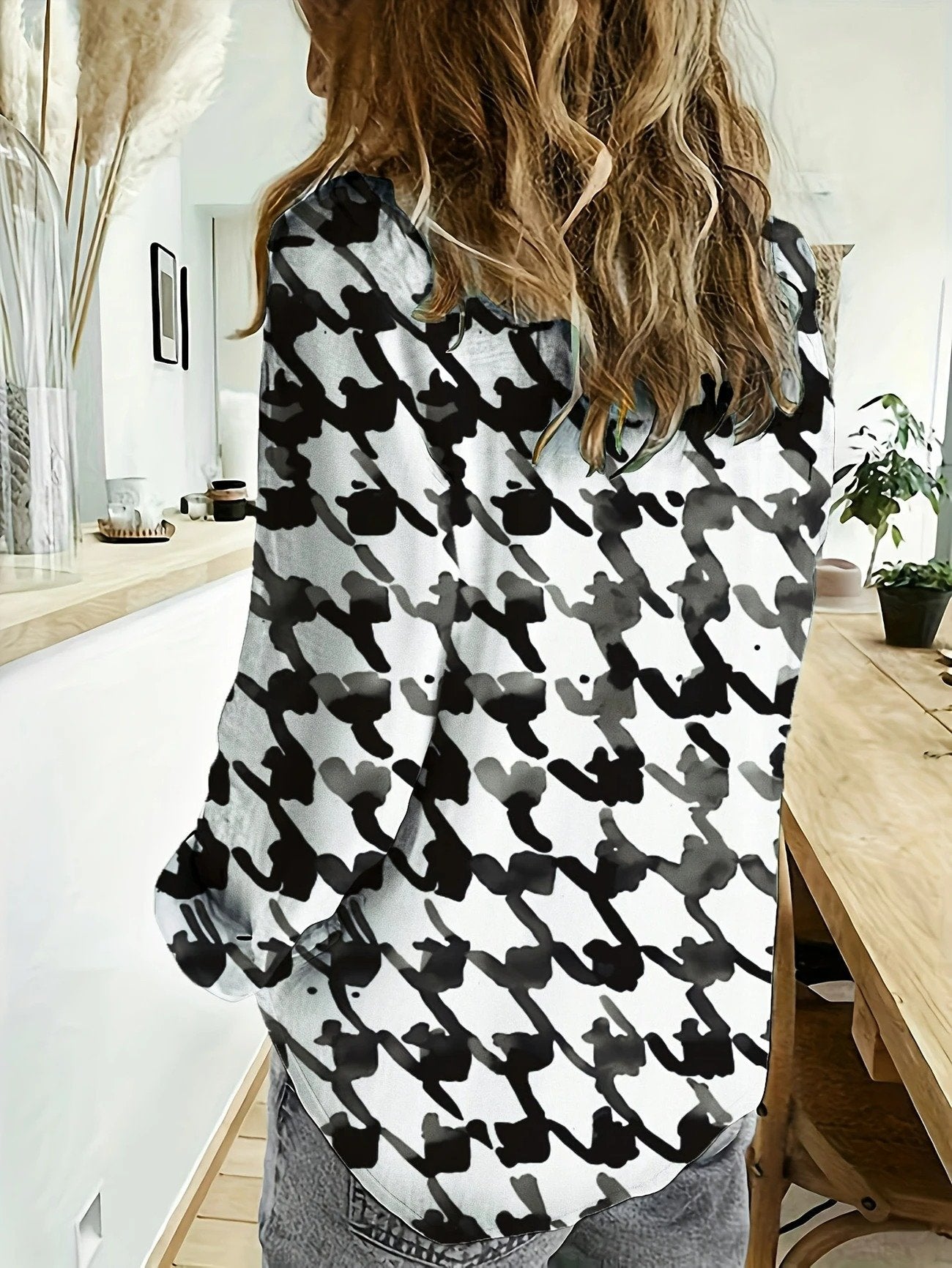 Regular Fit Casual Houndstooth Cotton Shirt
