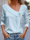 Buckle Asymmetrical Casual Plain T-Shirt