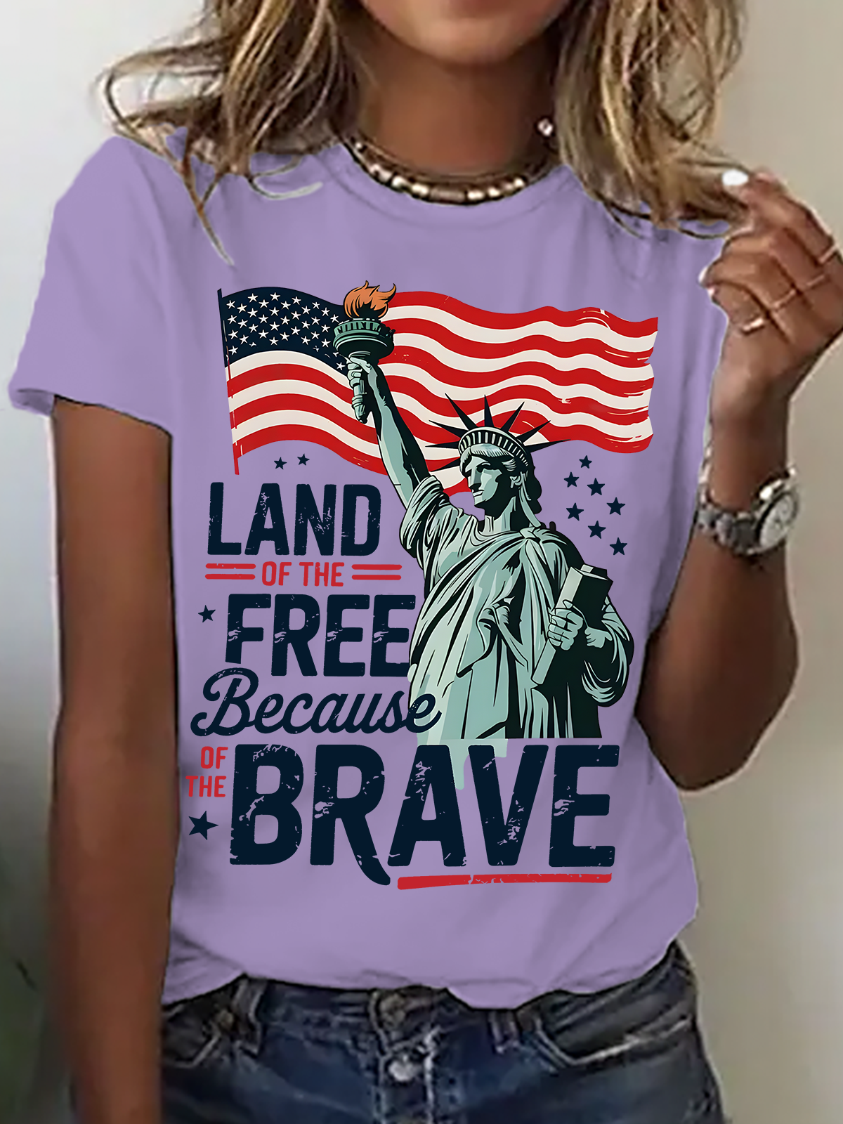 4th Of July Png Land Of The Free Because Of The Brave Cotton T-Shirt