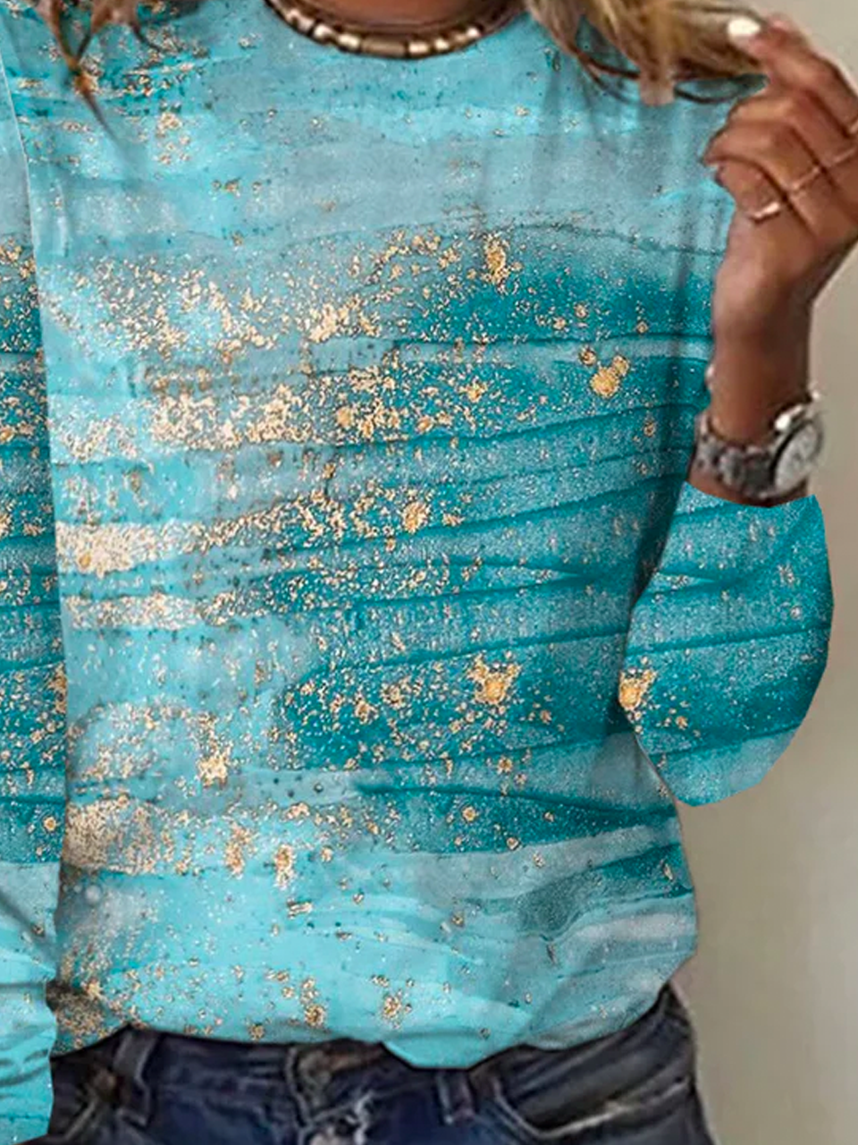 Casual Loose Crew Neck Printed T-Shirt