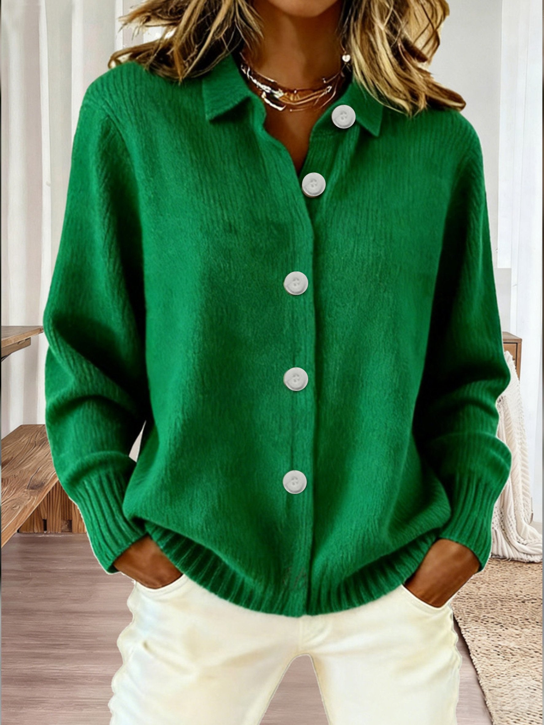 Plain Casual Loose Fit Cardigan