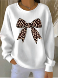 Crew Neck Loose Cotton-Blend Casual Sweatshirt