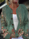 Women Casual Plants Micro-Elasticity Daily Regular Fit Long Sleeve Regular H-Line Cardigans