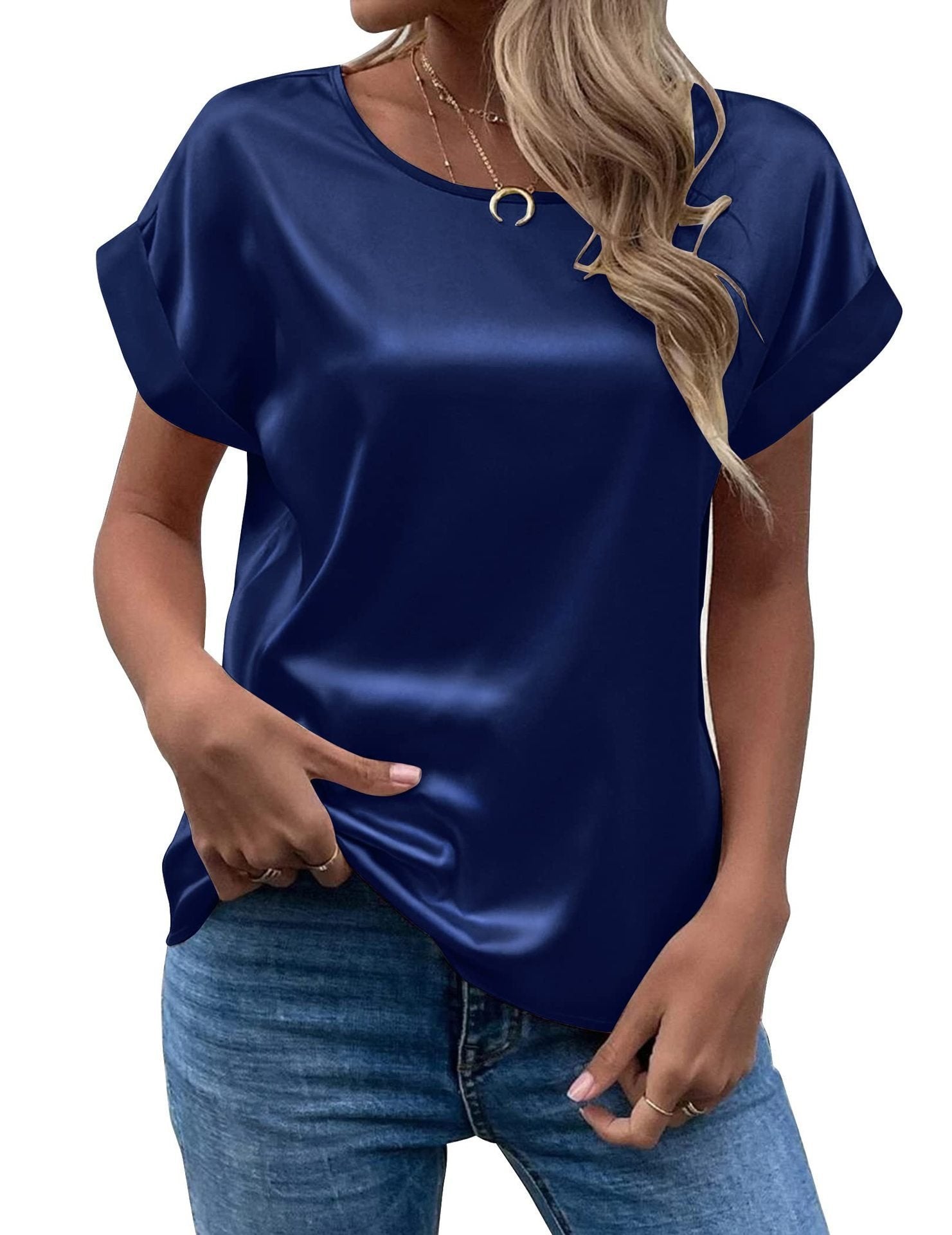 Casual Loose Plain Crew Neck T-Shirt