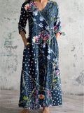 Regular Fit Jersey Botanical Pattern Casual Dress With No