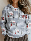 Ethnic Hoodie Loose Multicolor Block Sweater