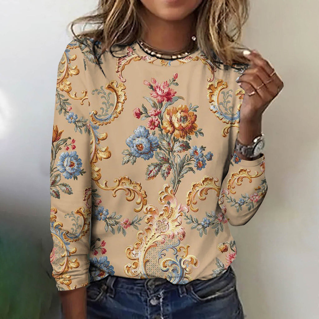 Vintage floral print long sleeved T-shirt
