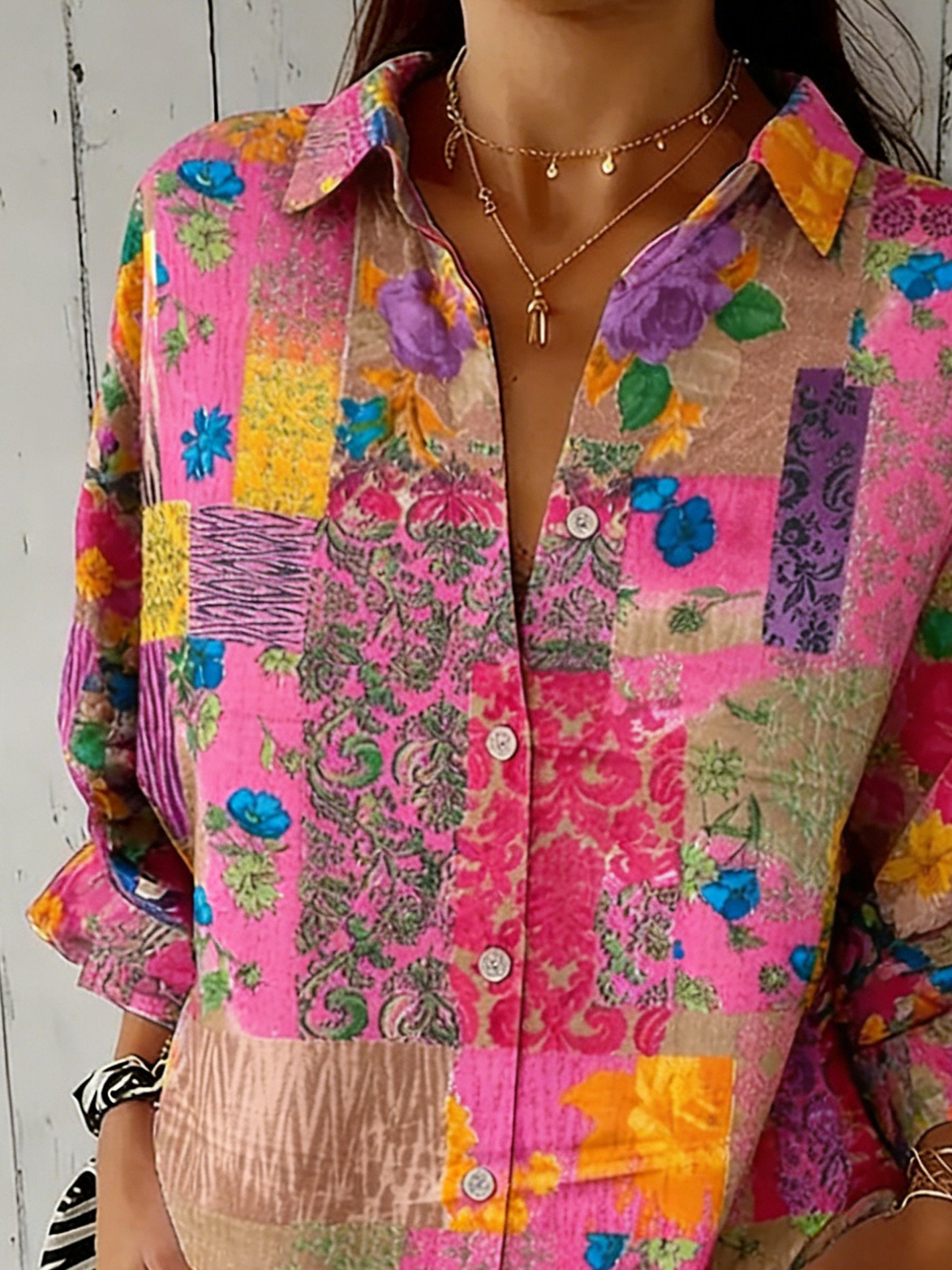 Women's 3D Floral Printing Casual Shirt