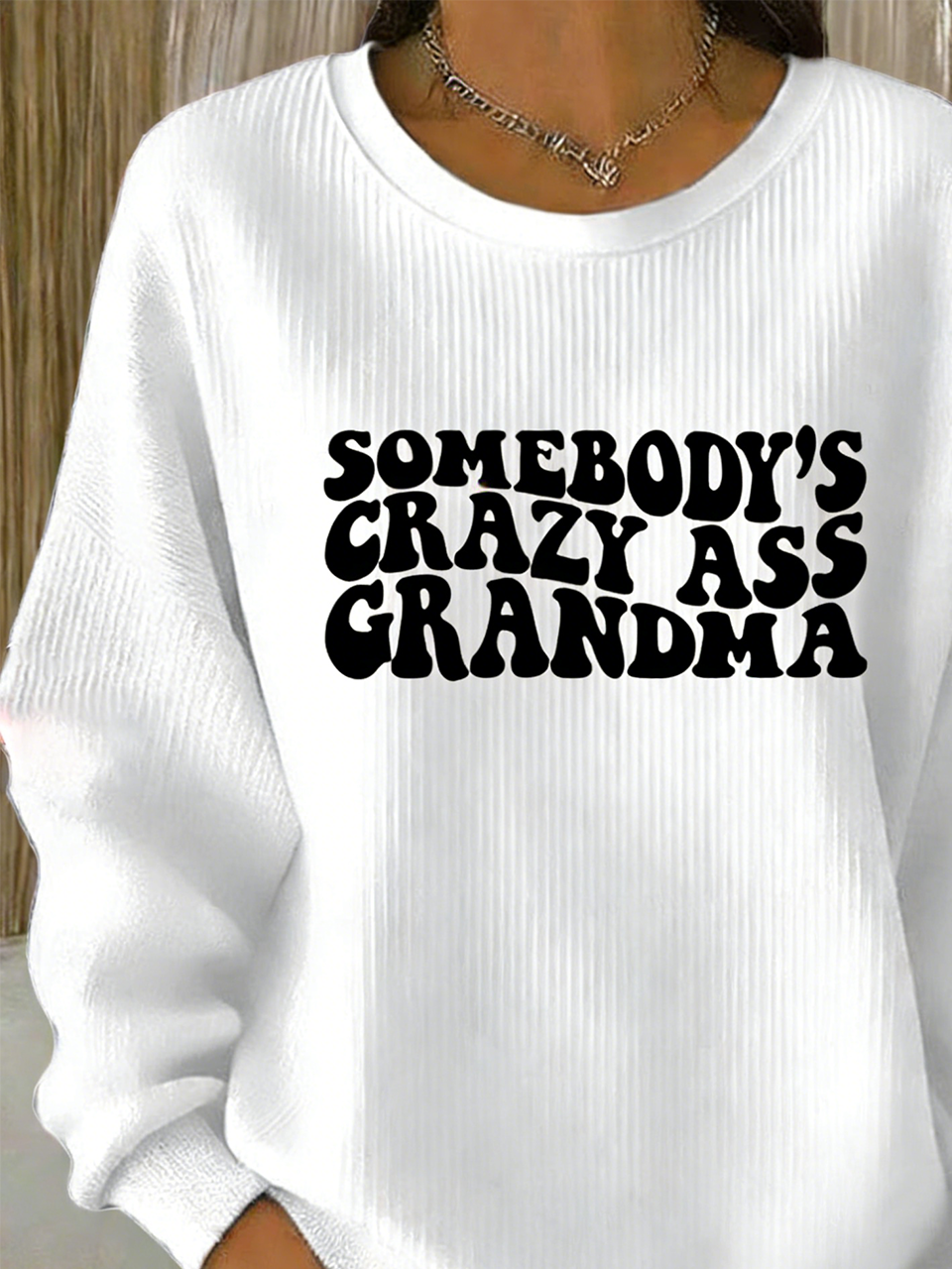 Loose Casual Crew Neck Letter Pattern Sweatshirt