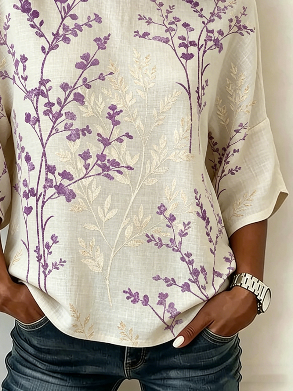 Leaf Vintage Loose Crew Neck Shirt