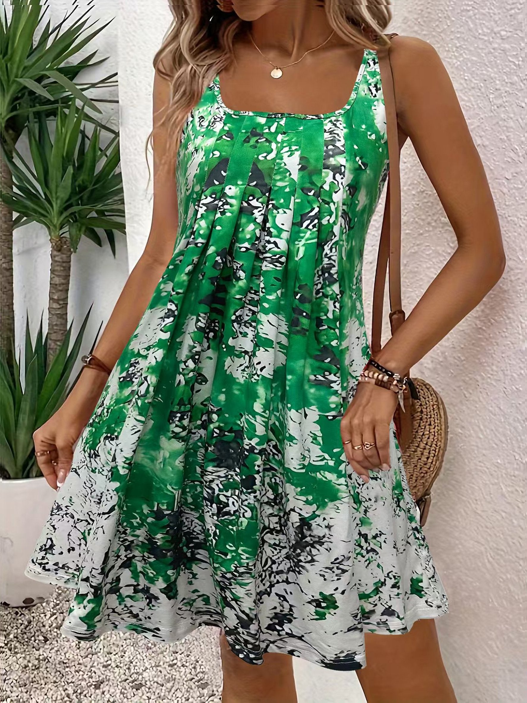 Abstract Print Casual U-Neck Summer Going Out Casual Dress