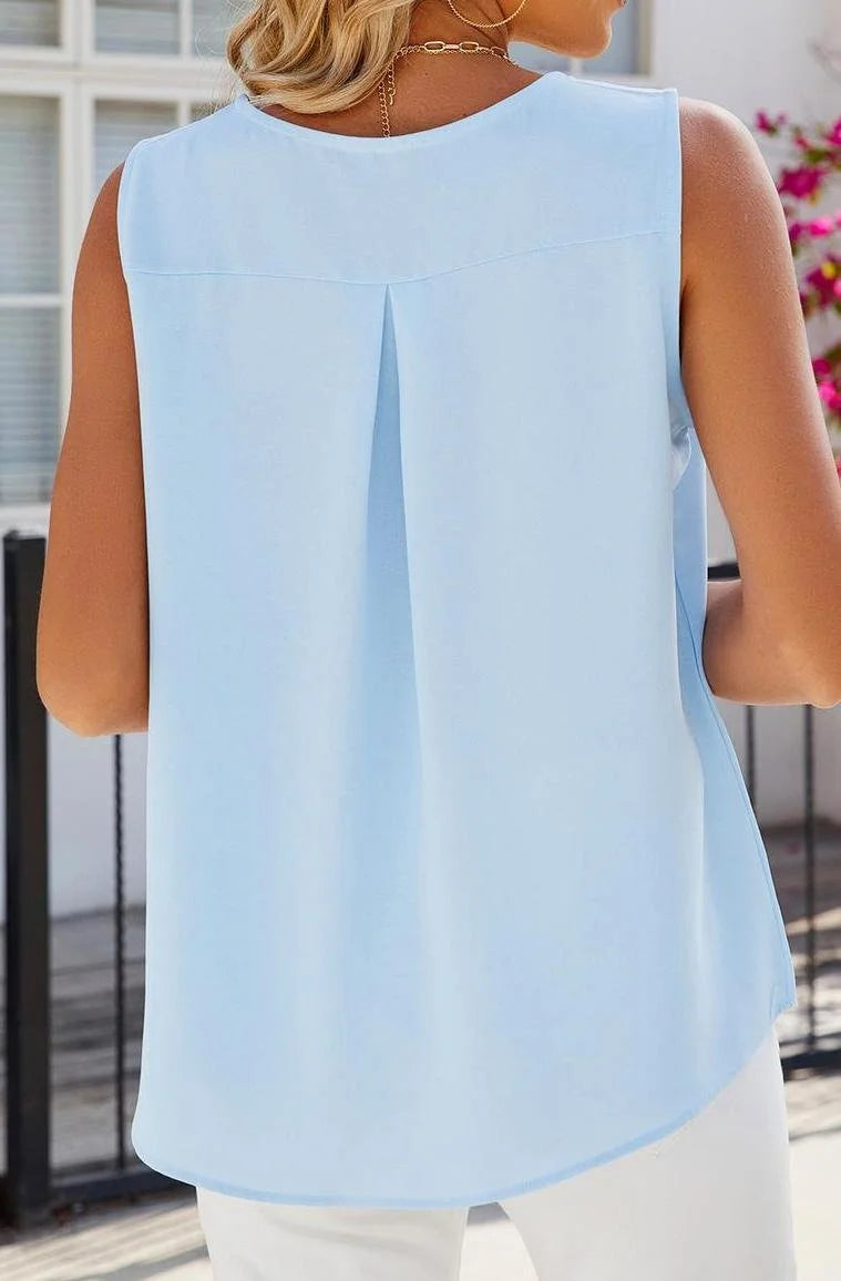 Elegant Plain Crew Neck Loose Tank Top