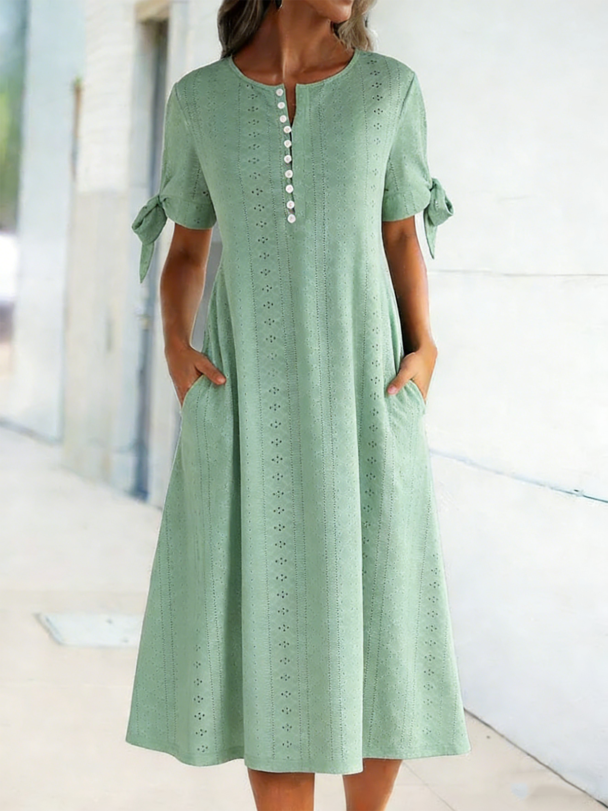 Elegant Loose Cotton Others Dress With No